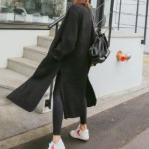 NWOT Knit Chunky Long Sweater Duster (Black)